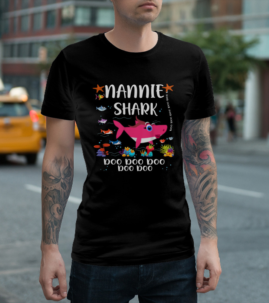 Nannie Shark Doo Doo Doo Doo Nannie Shark Family Matching Ocean T-Shirt