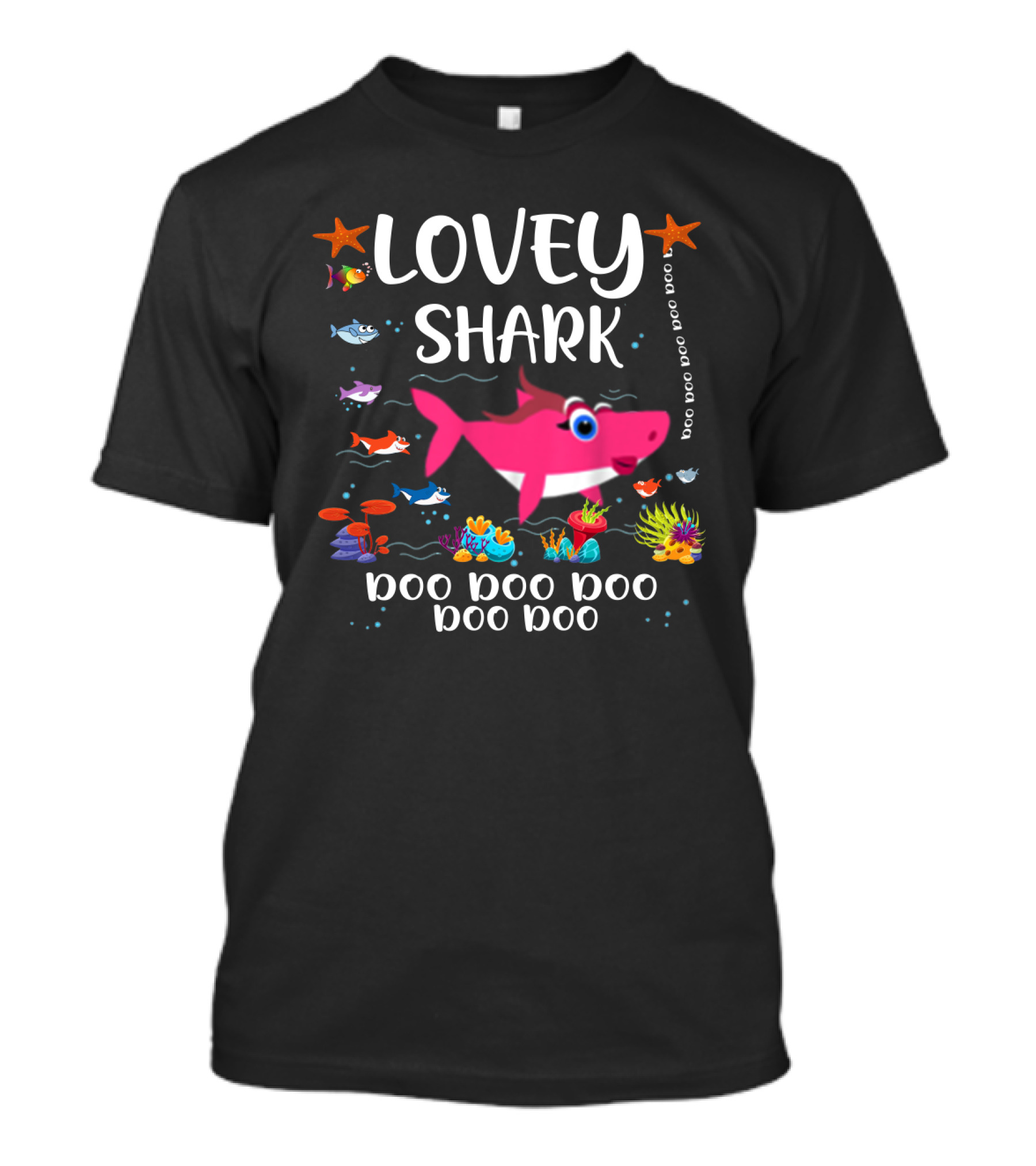 Lovey Shark Doo Doo Underwater Fun With Colorful Ocean Creatures T-Shirt