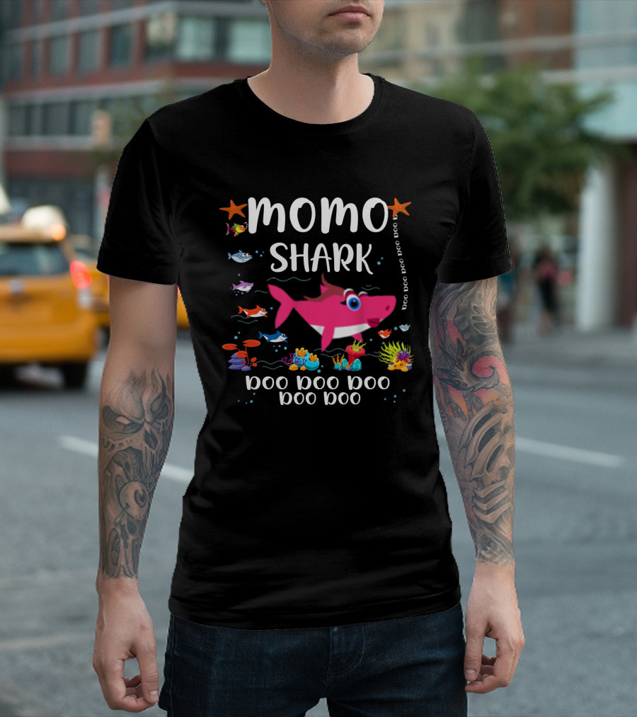 Momo Shark Doo Doo Doo Doo Colorful Underwater Adventure T-Shirt