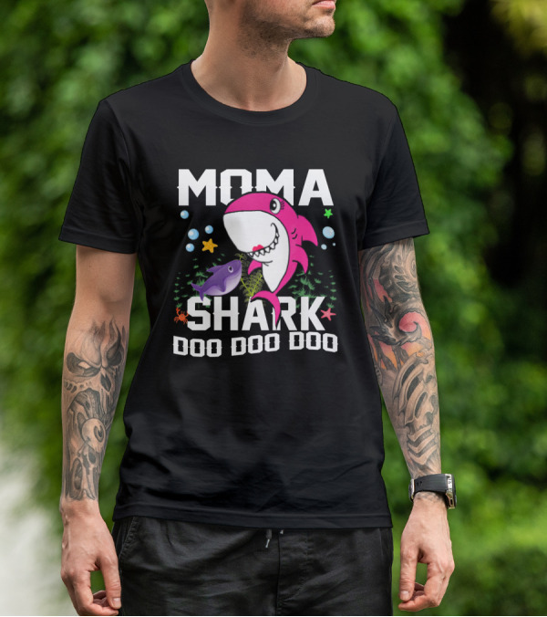 Moma Shark Doo Doo Doo With Pink Shark And Sea Creatures T-Shirt