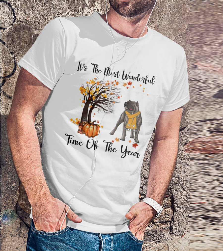 It's The Most Wonderful Time Of The Year Cane Corso Autumn Pumpkin Leaves Scarf T-Shirt