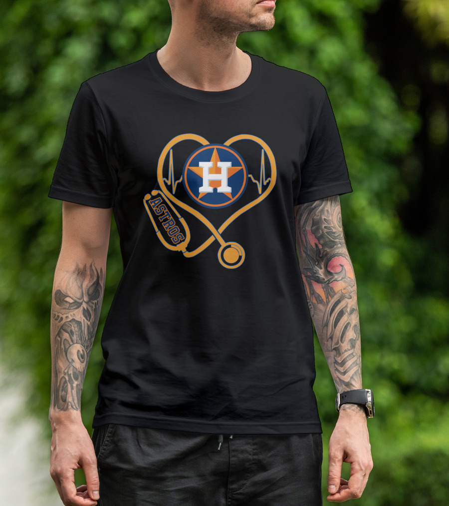 ASTROS HOUSTON HEARTBEAT NURSE STETHOSCOPE T-Shirt