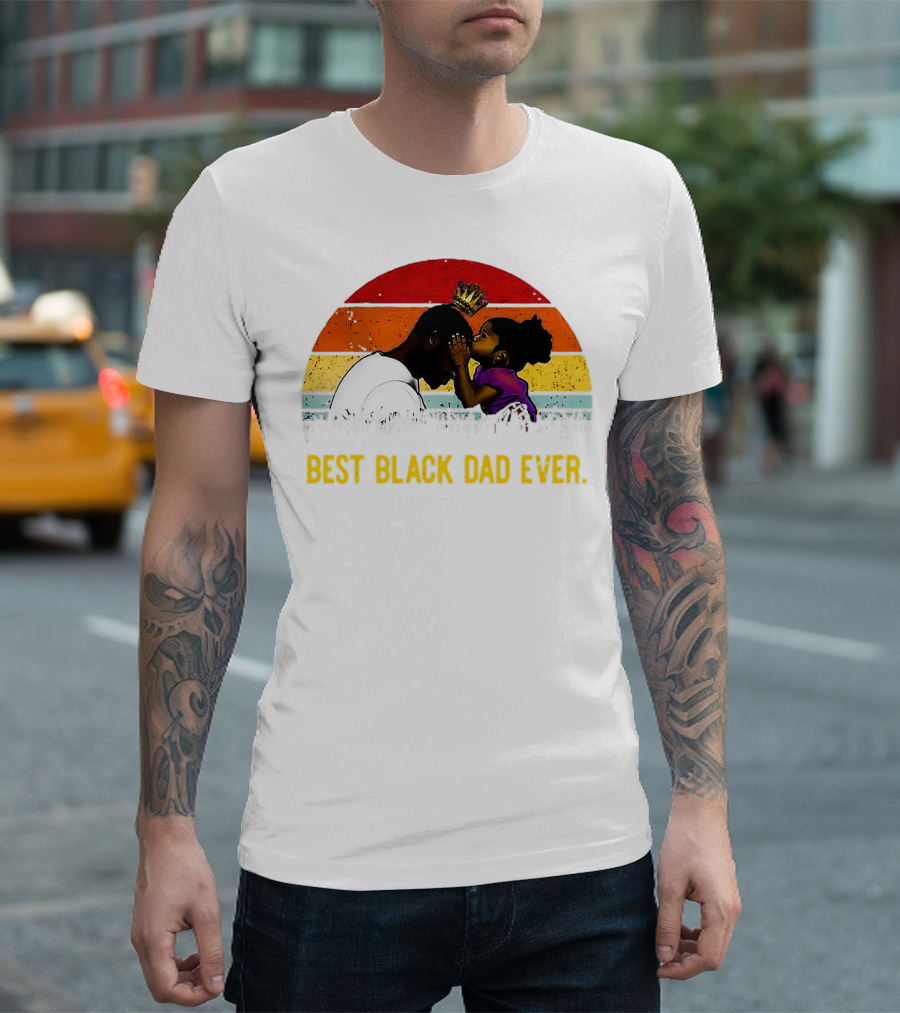 BEST BLACK DAD EVER CROWN SUNSET STRIPES T-Shirt