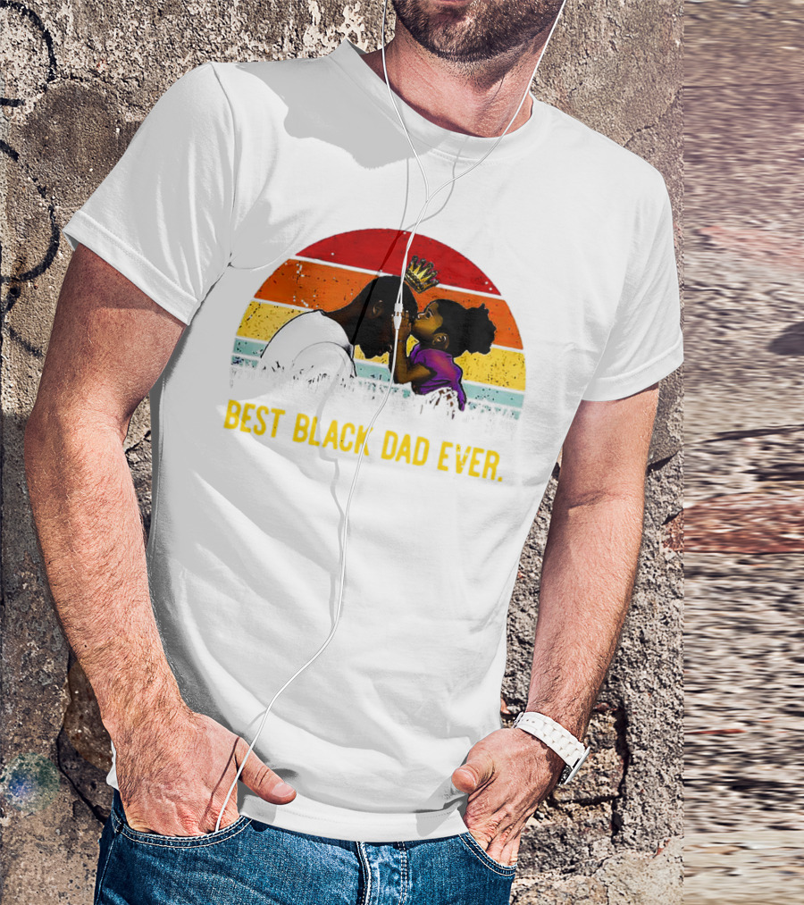 BEST BLACK DAD EVER CROWN SUNSET STRIPES T-Shirt