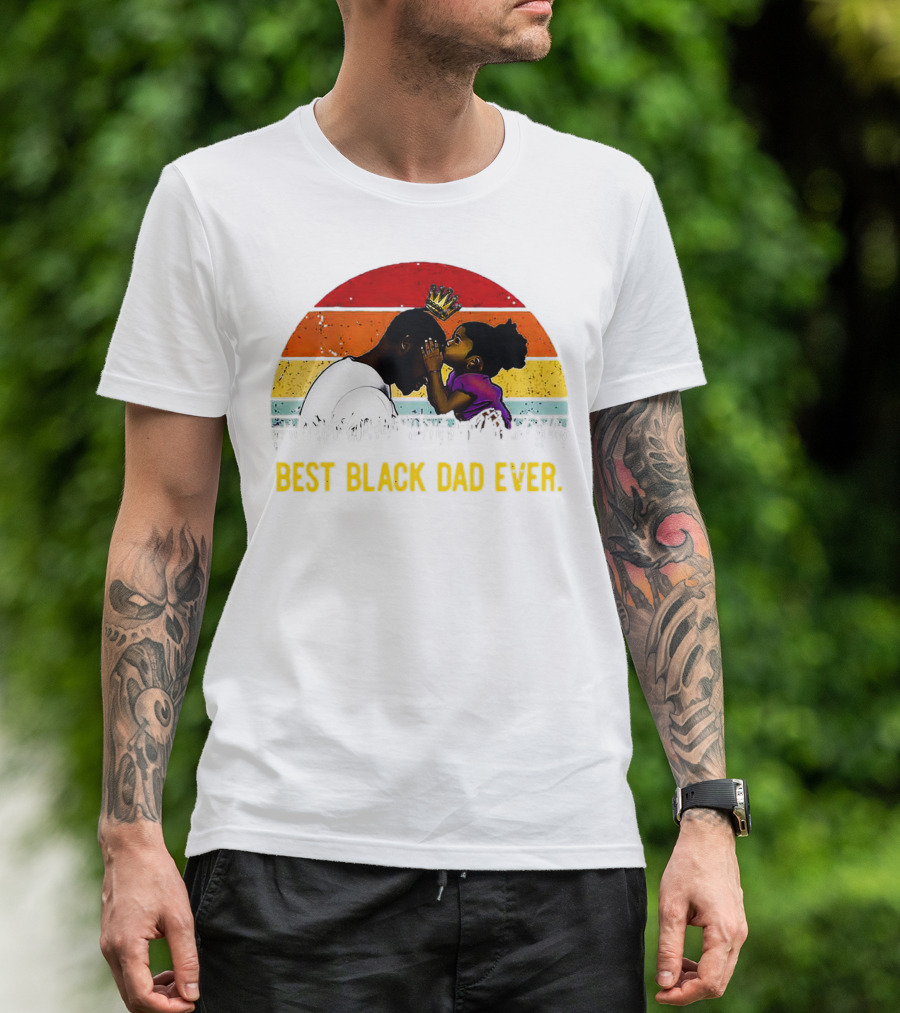 BEST BLACK DAD EVER CROWN SUNSET STRIPES T-Shirt