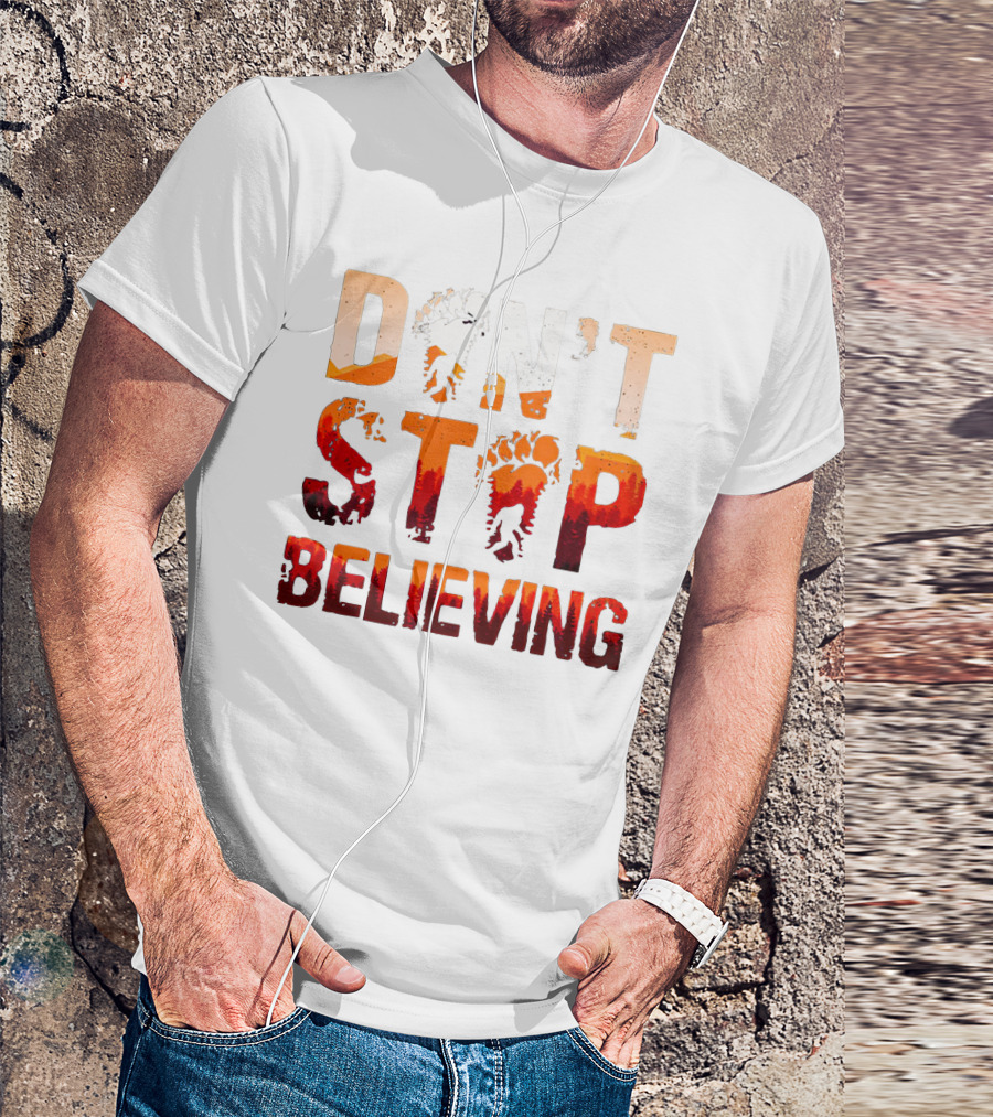 Bigfoot Don't Stop Believing Footprint Silhouette Adventure T-Shirt