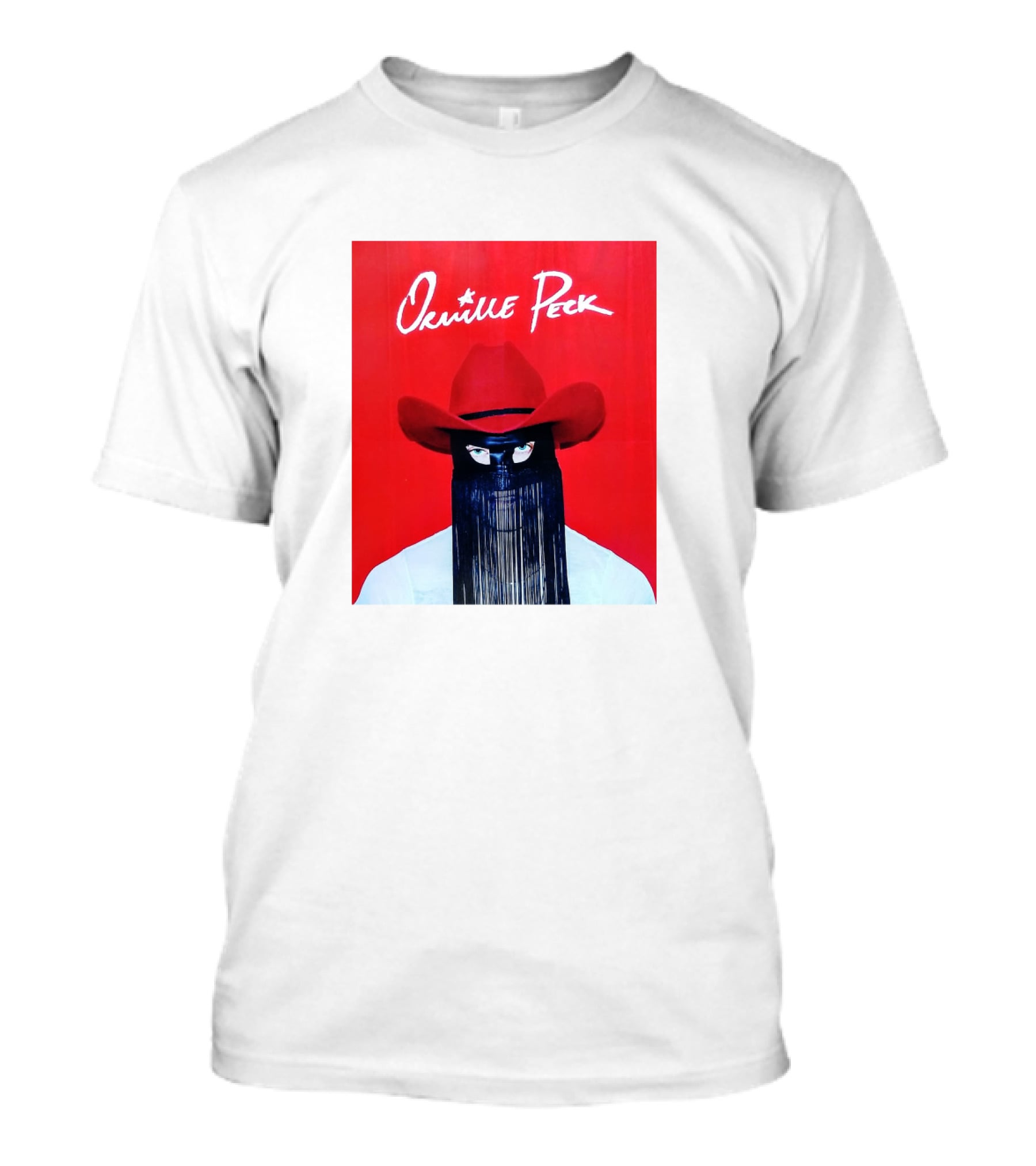 Orville Peck Red Hat Fringed Mask T-Shirt