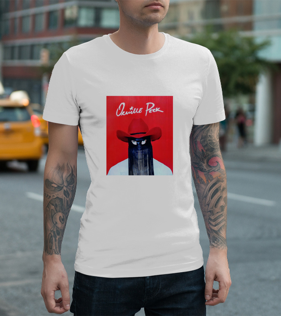 Orville Peck Red Hat Fringed Mask T-Shirt