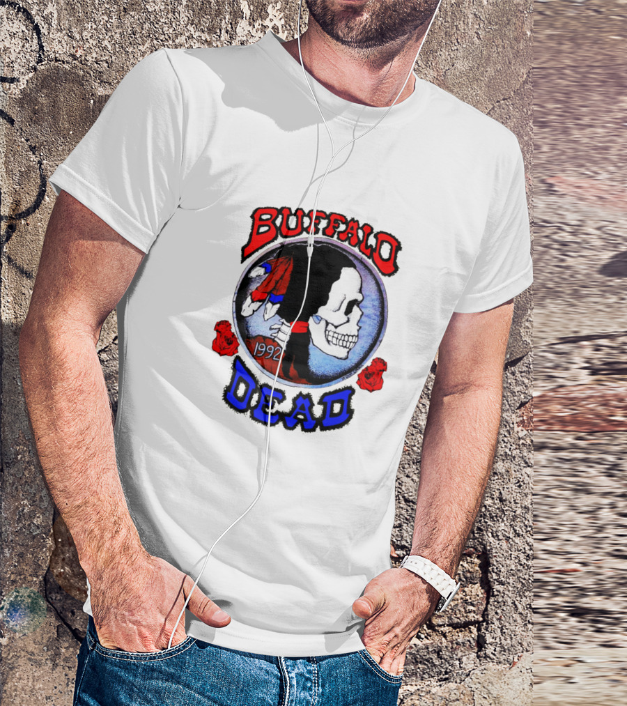 Buffalo Dead 1992 Skull With Roses T-Shirt