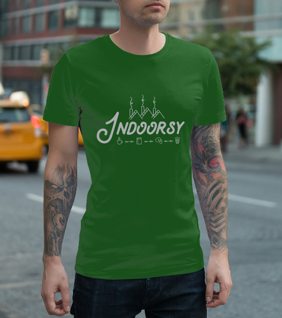 Indoorsy Smoke Coffee Book Music Plant Icons T-Shirt