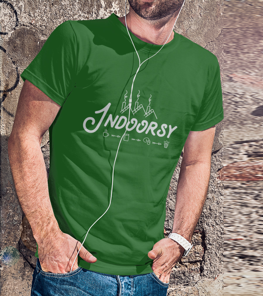 Indoorsy Smoke Coffee Book Music Plant Icons T-Shirt