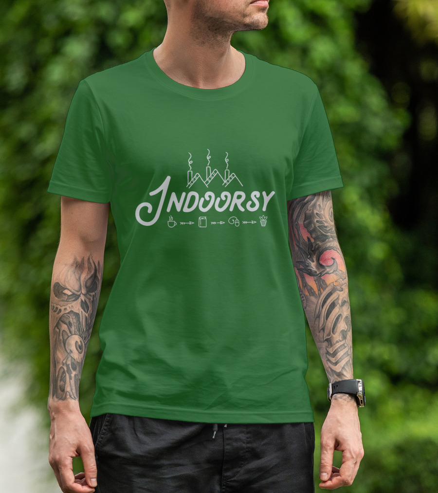 Indoorsy Smoke Coffee Book Music Plant Icons T-Shirt
