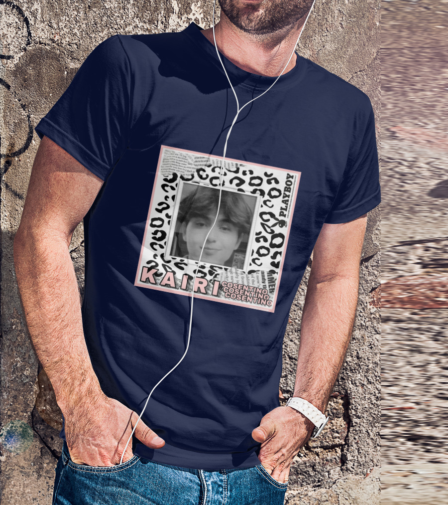 Kairi Cosentino Playboy Leopard Print Black And White Photo Montage T-Shirt