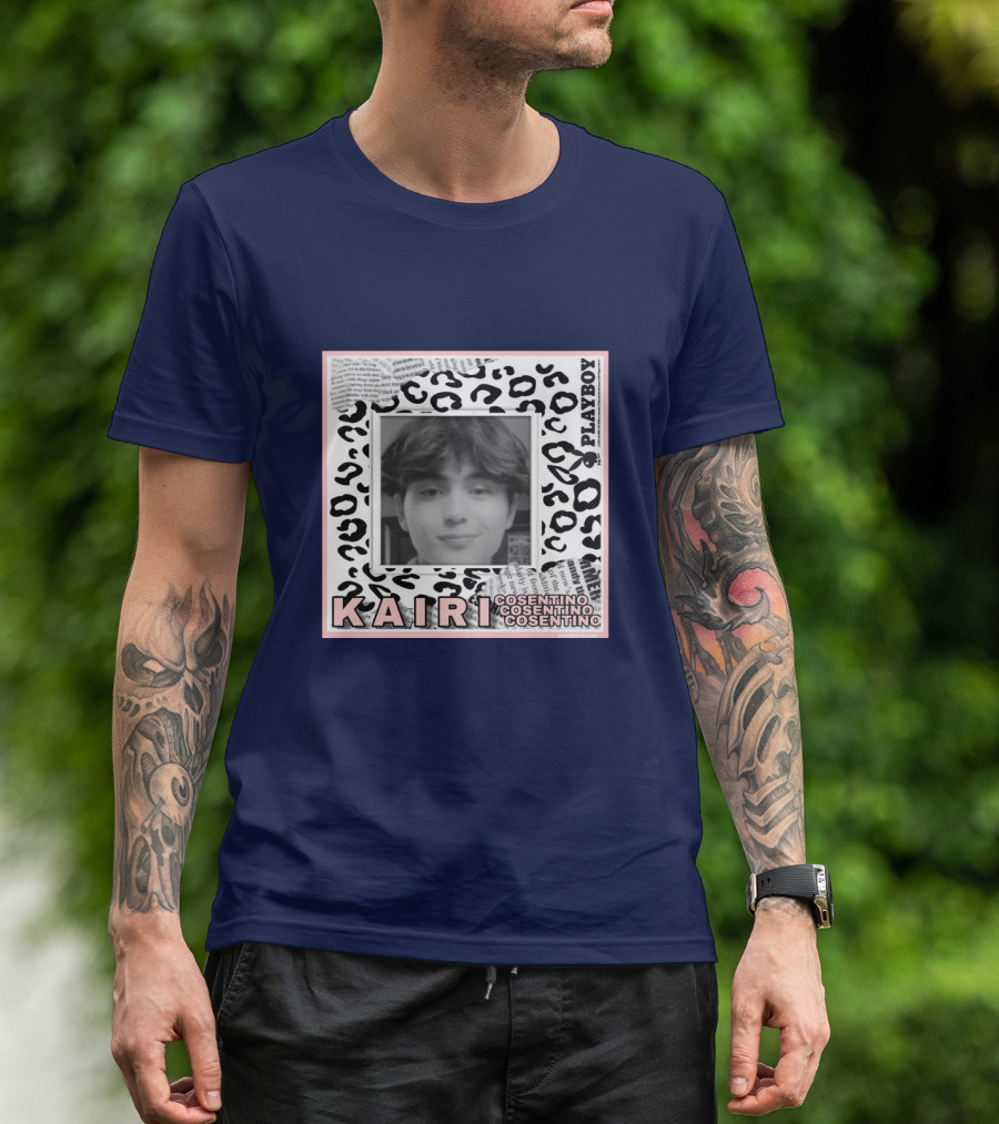 Kairi Cosentino Playboy Leopard Print Black And White Photo Montage T-Shirt