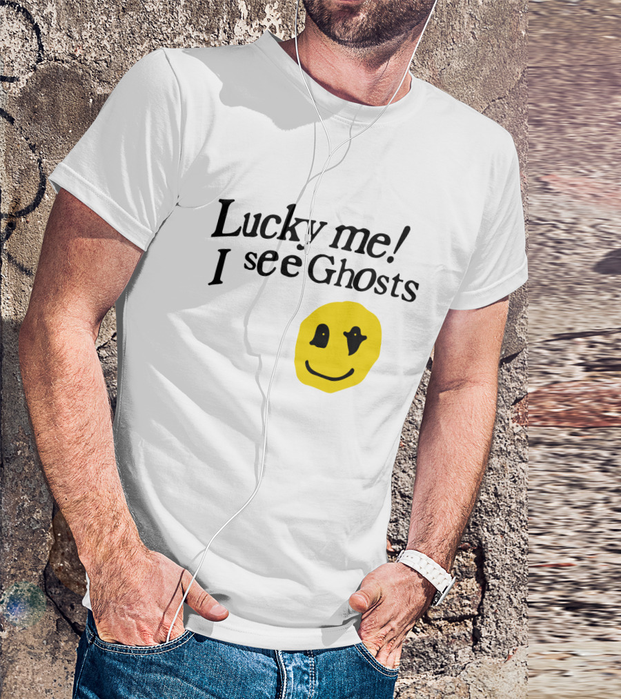 Lucky Me I See Ghosts Kids See Ghosts Merch Yellow Smiley Face T-Shirt