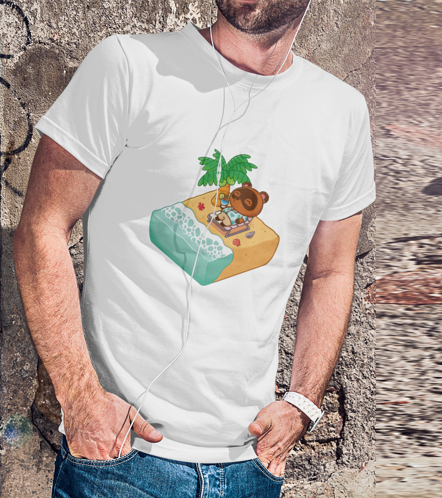 Tom Nook Beach Relaxation Paradise Island Scene T-Shirt
