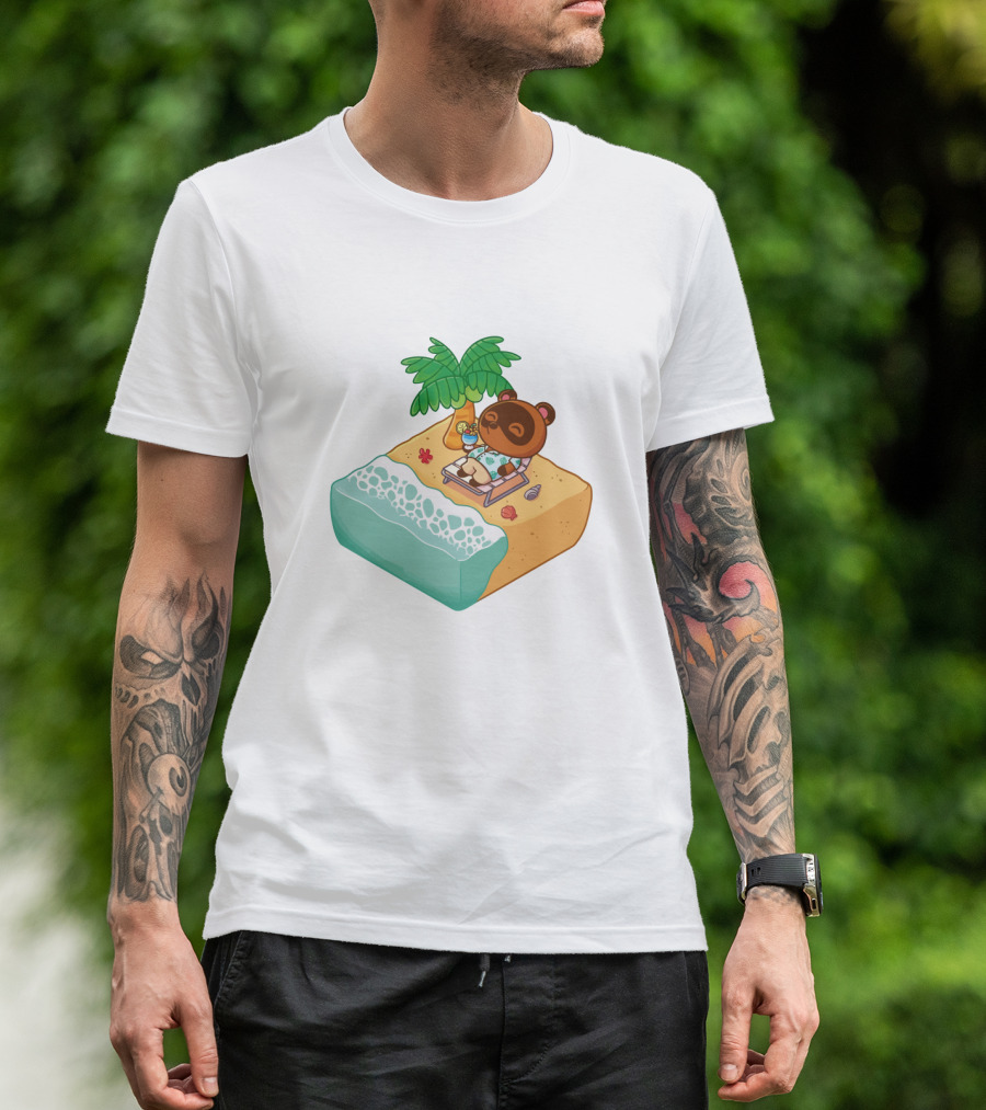Tom Nook Beach Relaxation Paradise Island Scene T-Shirt