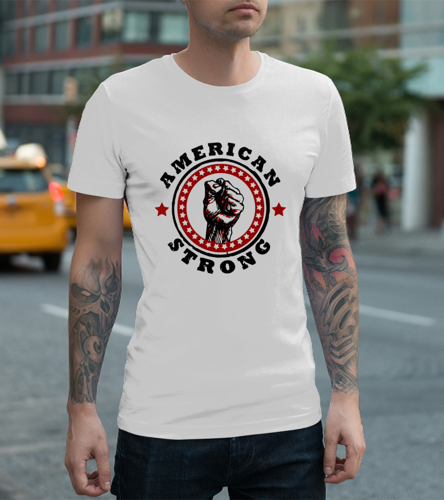 American Strong Fist with Stars and Circle T-Shirt