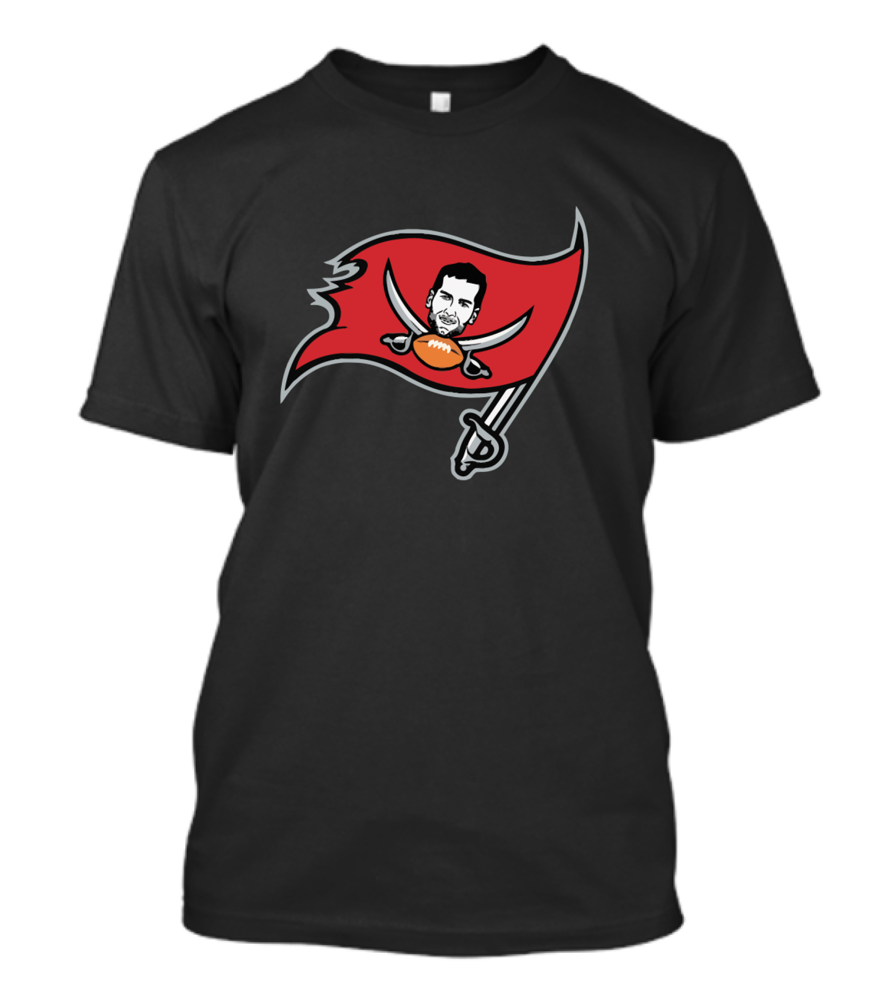 Tampa Bay Buccaneers Pirate Flag Parody With Face And Football T-Shirt