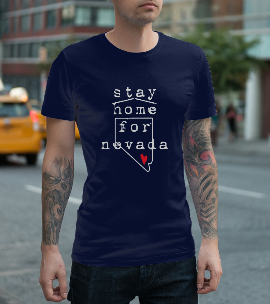 Stay Home For Nevada Map Heart T-Shirt