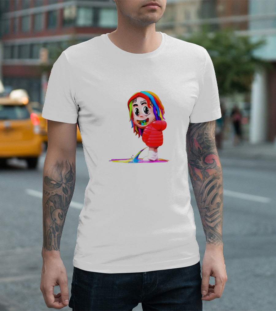 Sixnine Rainbow Hair Cartoon Character Merch T-Shirt