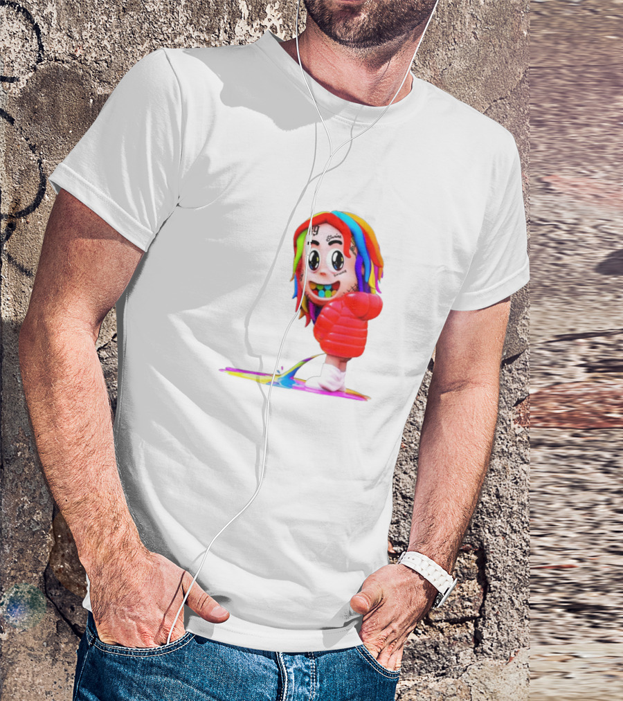 Sixnine Rainbow Hair Cartoon Character Merch T-Shirt
