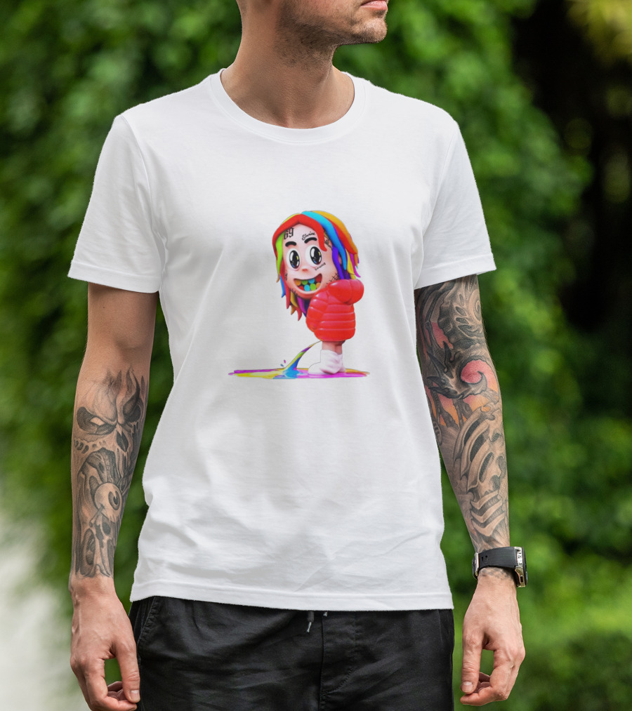 Sixnine Rainbow Hair Cartoon Character Merch T-Shirt