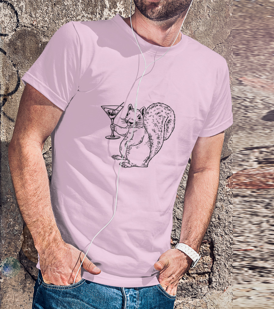 Planet Money Squirrel Holding Martini T-Shirt