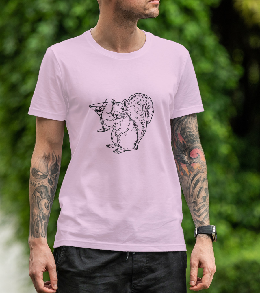 Planet Money Squirrel Holding Martini T-Shirt