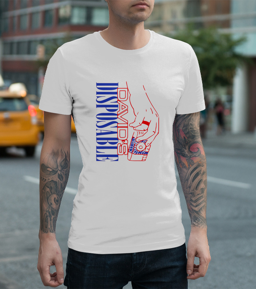 David's Disposable Camera Red and Blue Hand T-Shirt