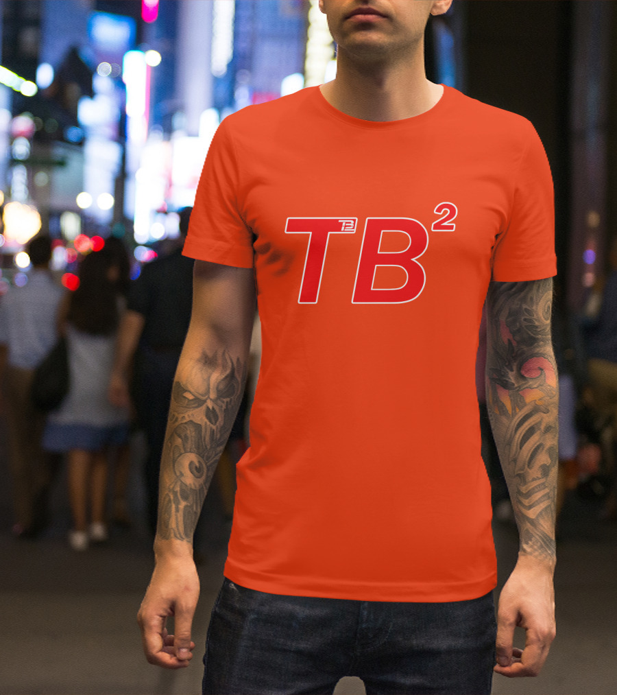 TB² TB12 Red And White Icon On Orange Background T-Shirt