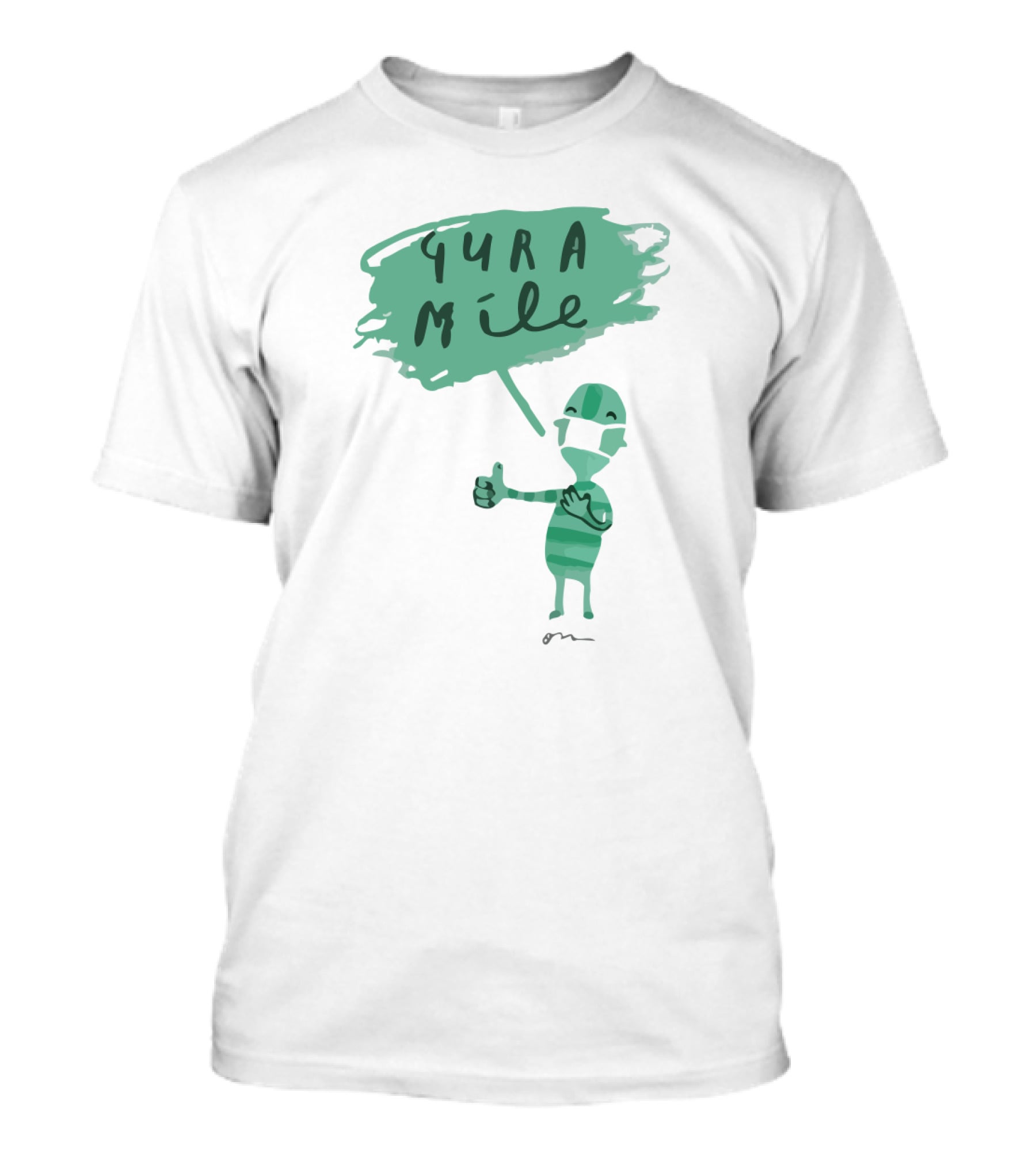 Gura Míle Green Cartoon Figure Thumbs Up T-Shirt