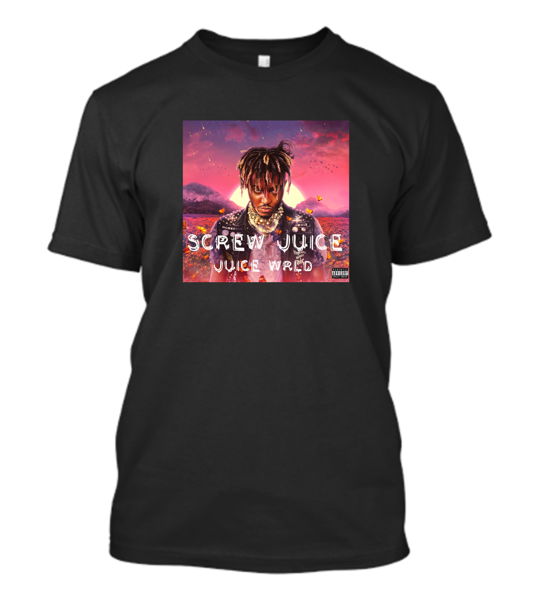 Juice WRLD Screw Juice Album Cover With Colorful Sunset Background T-Shirt