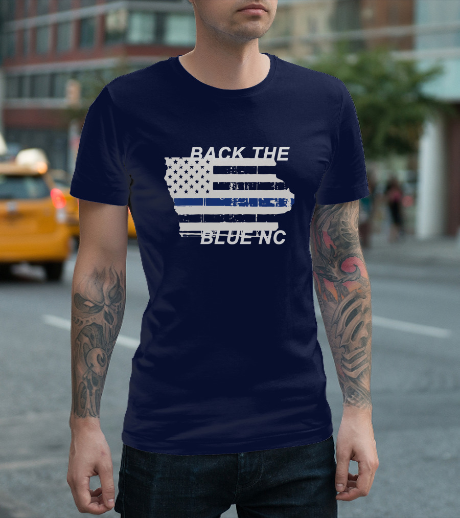 BACK THE BLUE NC American Flag T-Shirt
