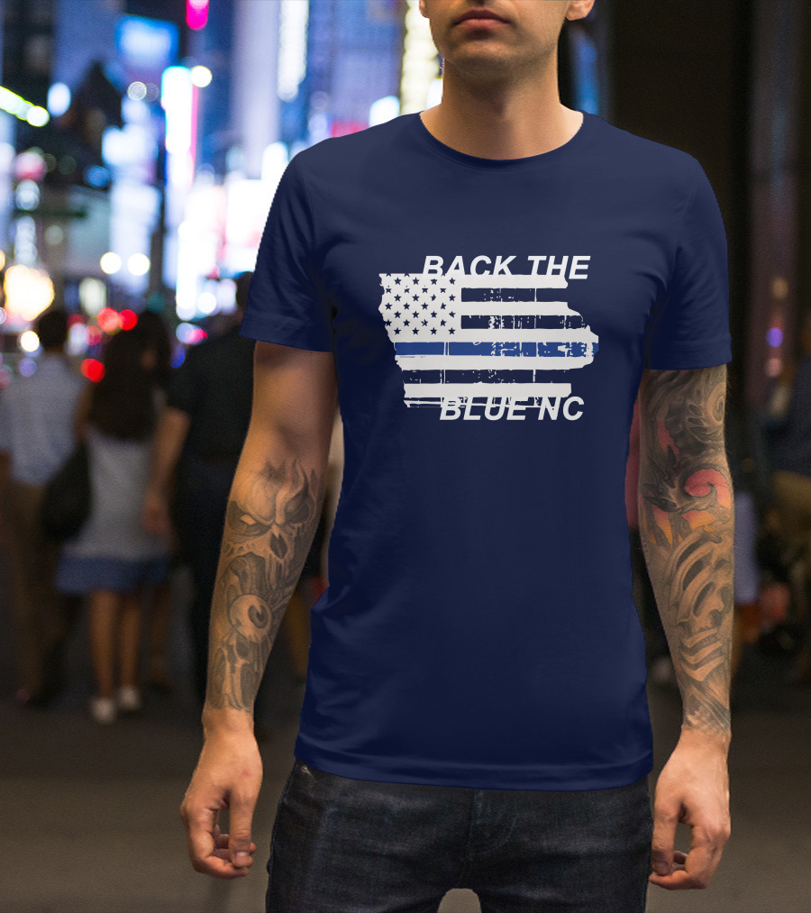BACK THE BLUE NC American Flag T-Shirt