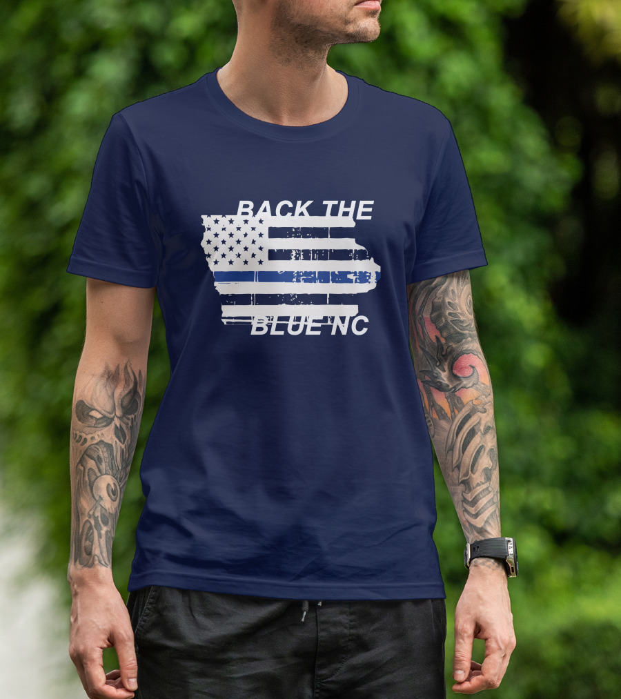 BACK THE BLUE NC American Flag T-Shirt