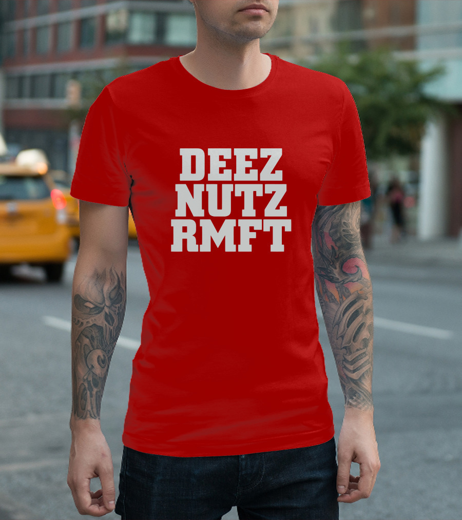 Deez Nutz RMFT Joke Phrase Bold Text T-Shirt