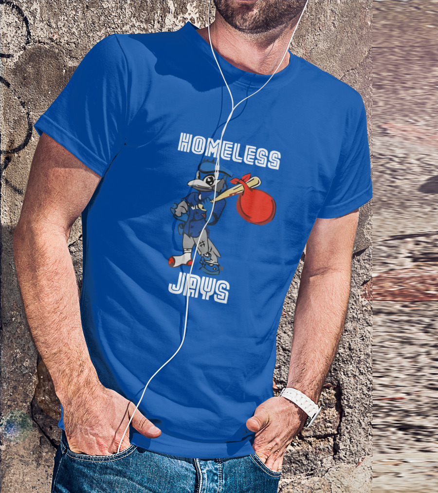 HOMELESS JAYS BLUE CHARACTER HOLDING BAG T-Shirt