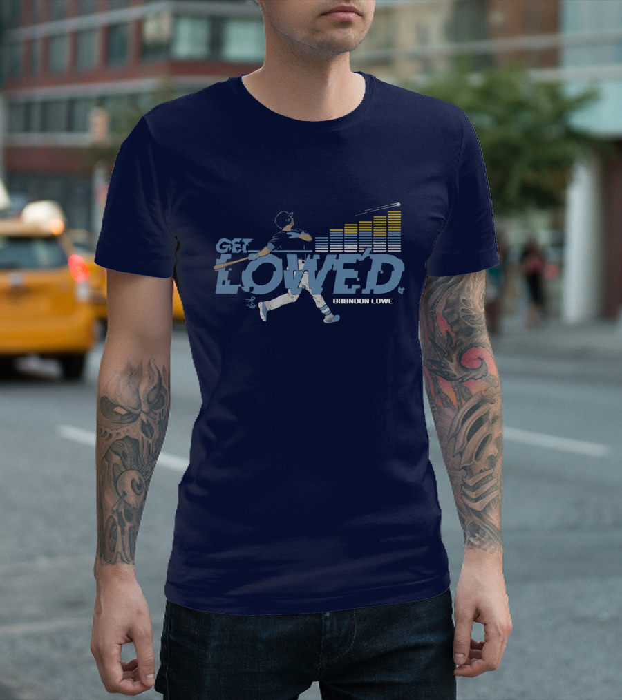 Brandon Lowe Get Lowed Baseball Swing With Rising Bar Graph T-Shirt