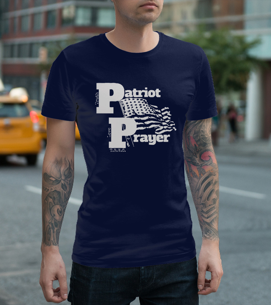 Truth Love Patriot Prayer T.B.W.C. American Flag T-Shirt