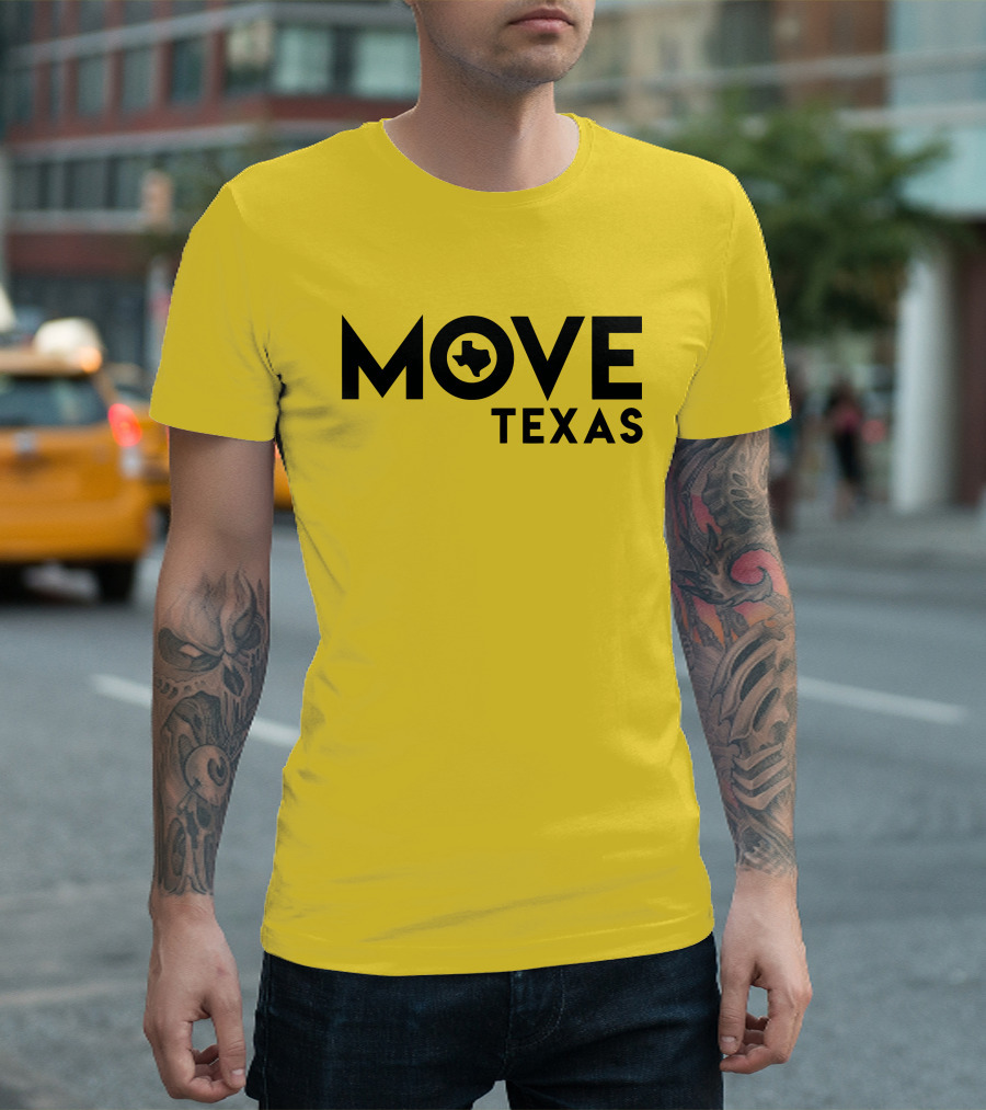 MOVE Texas Voter Engagement Logo Yellow Background T-Shirt
