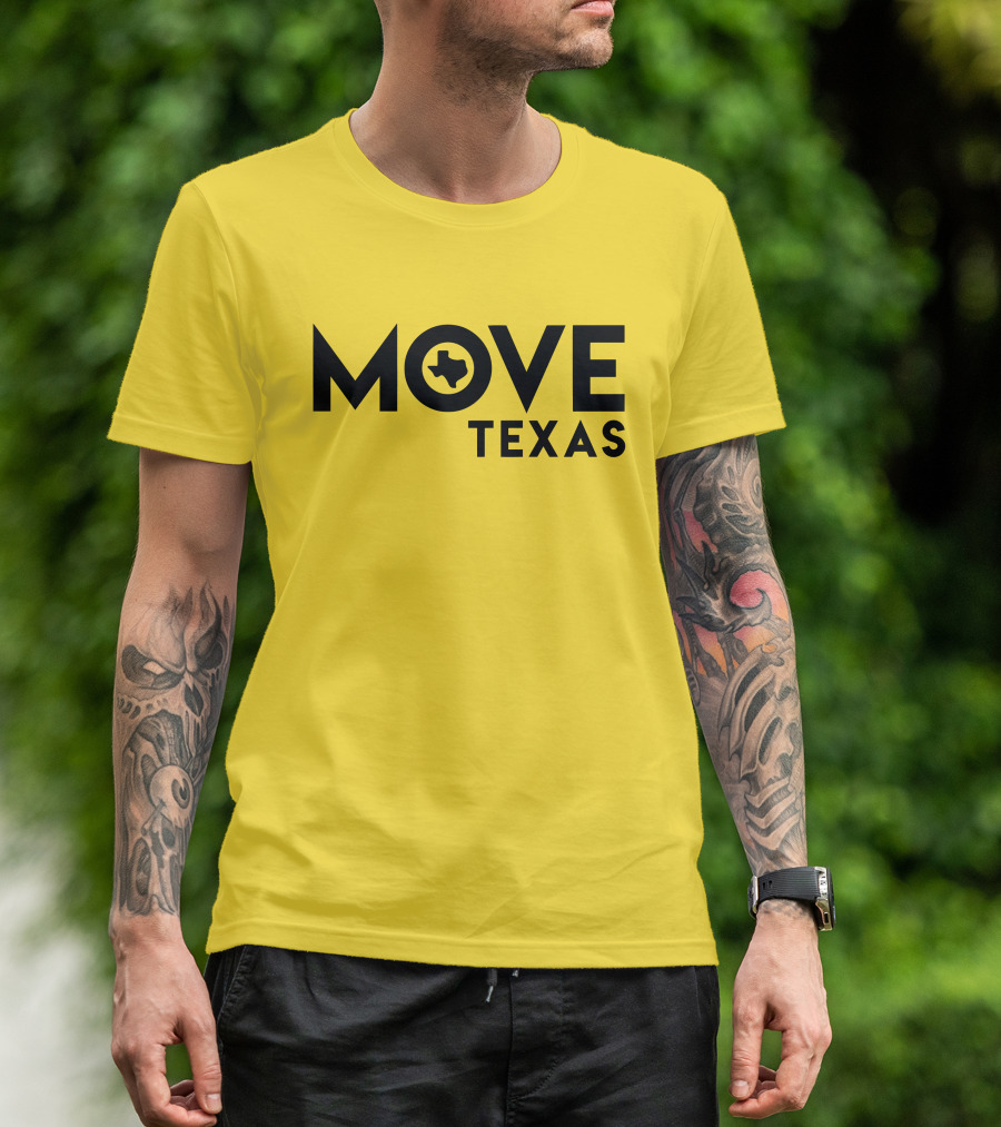 MOVE Texas Voter Engagement Logo Yellow Background T-Shirt