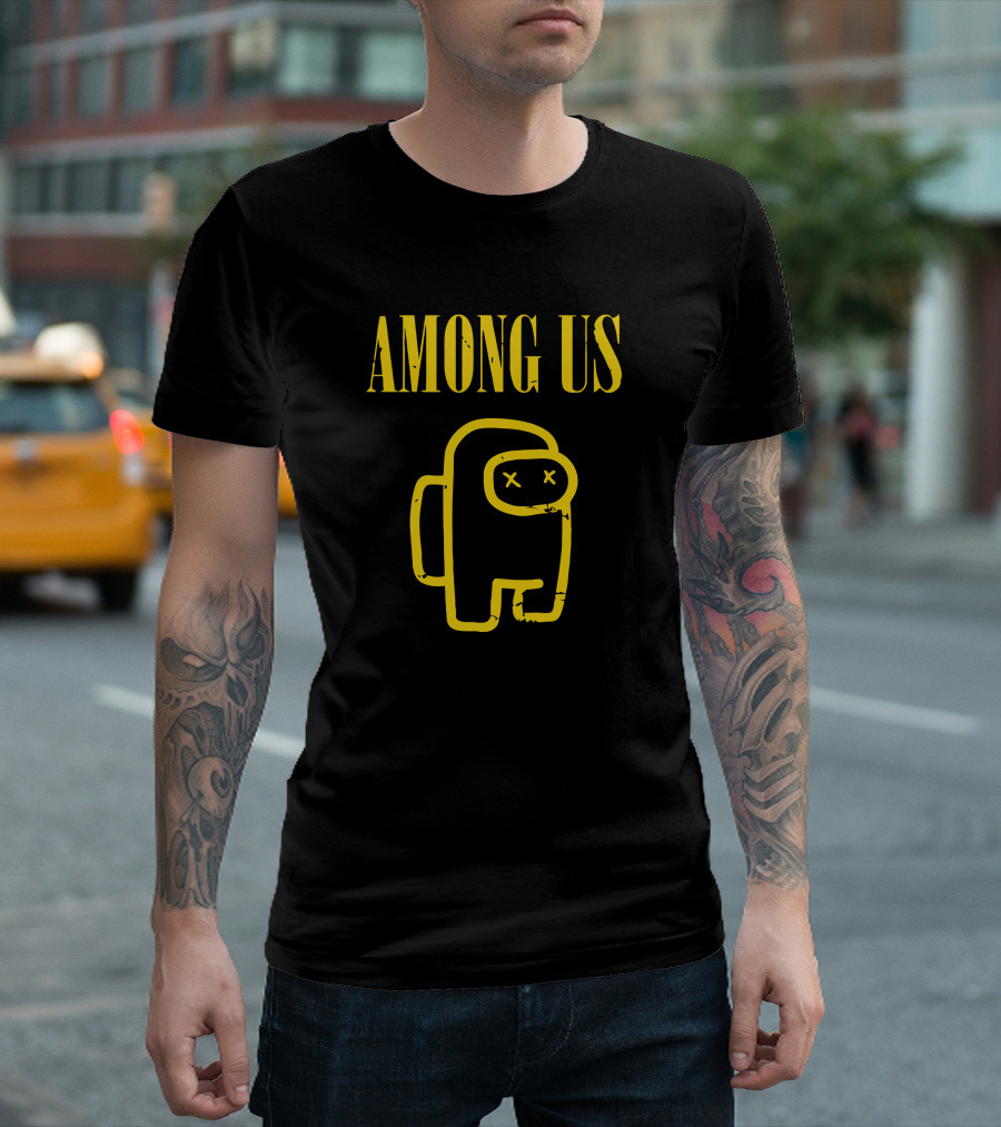 AMONG US Yellow Character Outline With X Eyes T-Shirt