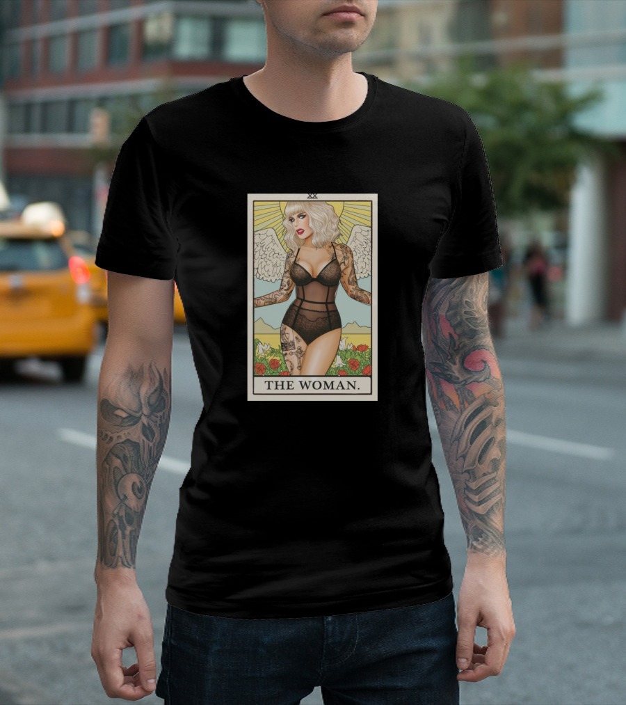 The Woman Tarot Card Katya Tattoo Angel Rose Sunburst T-Shirt