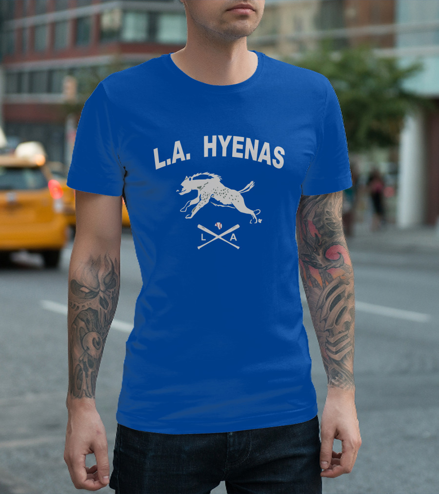 L.A. Hyenas Los Angeles Baseball Hyena with Crossed Bats T-Shirt
