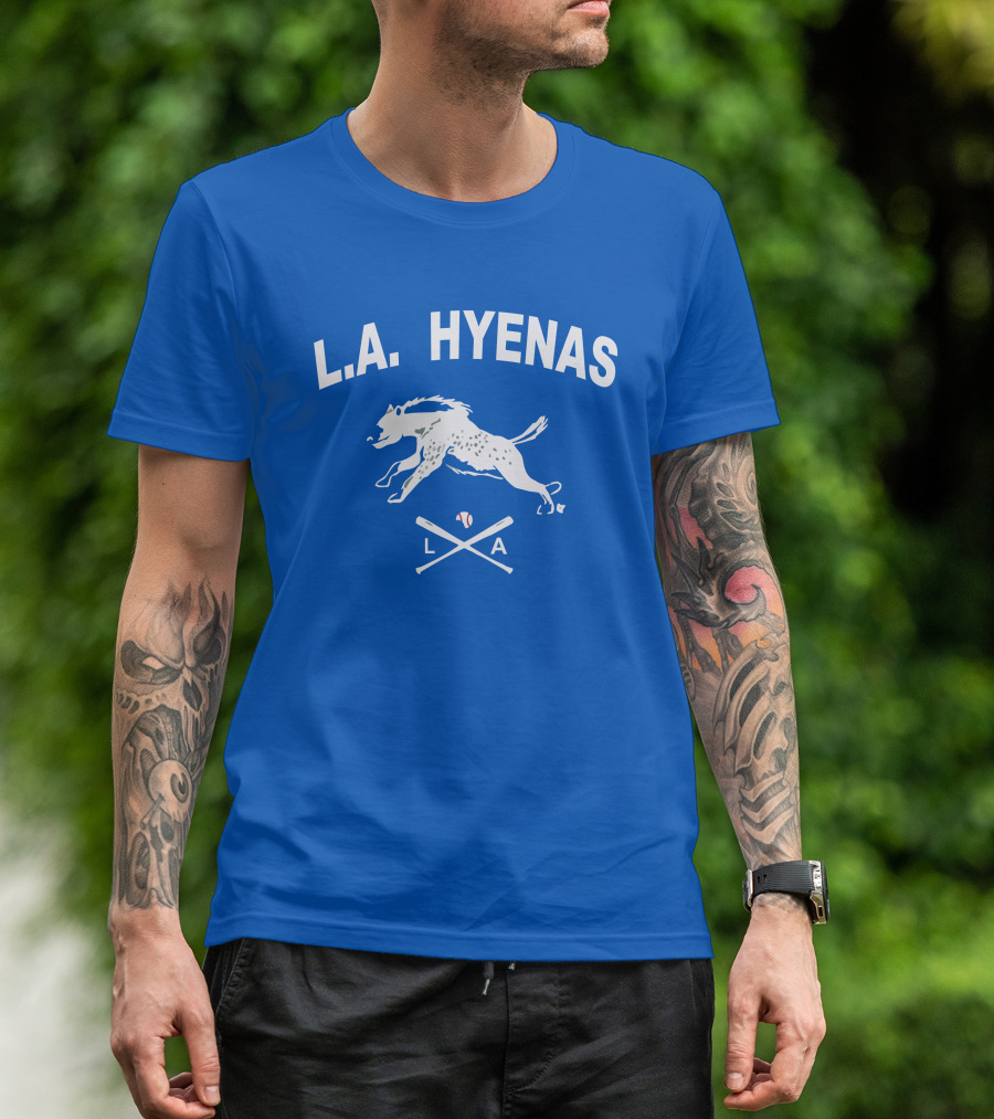 L.A. Hyenas Los Angeles Baseball Hyena With Crossed Bats T-Shirt
