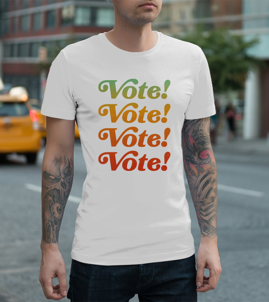 Wittmore Vote Multicolor Gradient Repeated Text T-Shirt