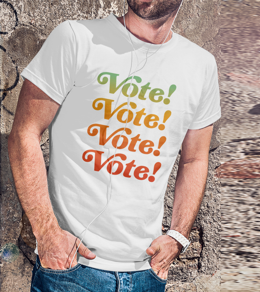 Wittmore Vote Multicolor Gradient Repeated Text T-Shirt