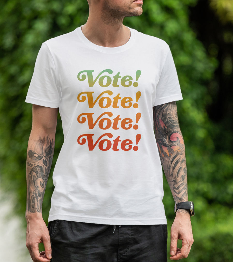 Wittmore Vote Multicolor Gradient Repeated Text T-Shirt