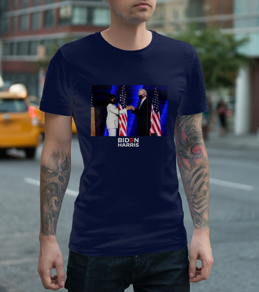 Biden Harris Victory Fist Bump Navy T-Shirt